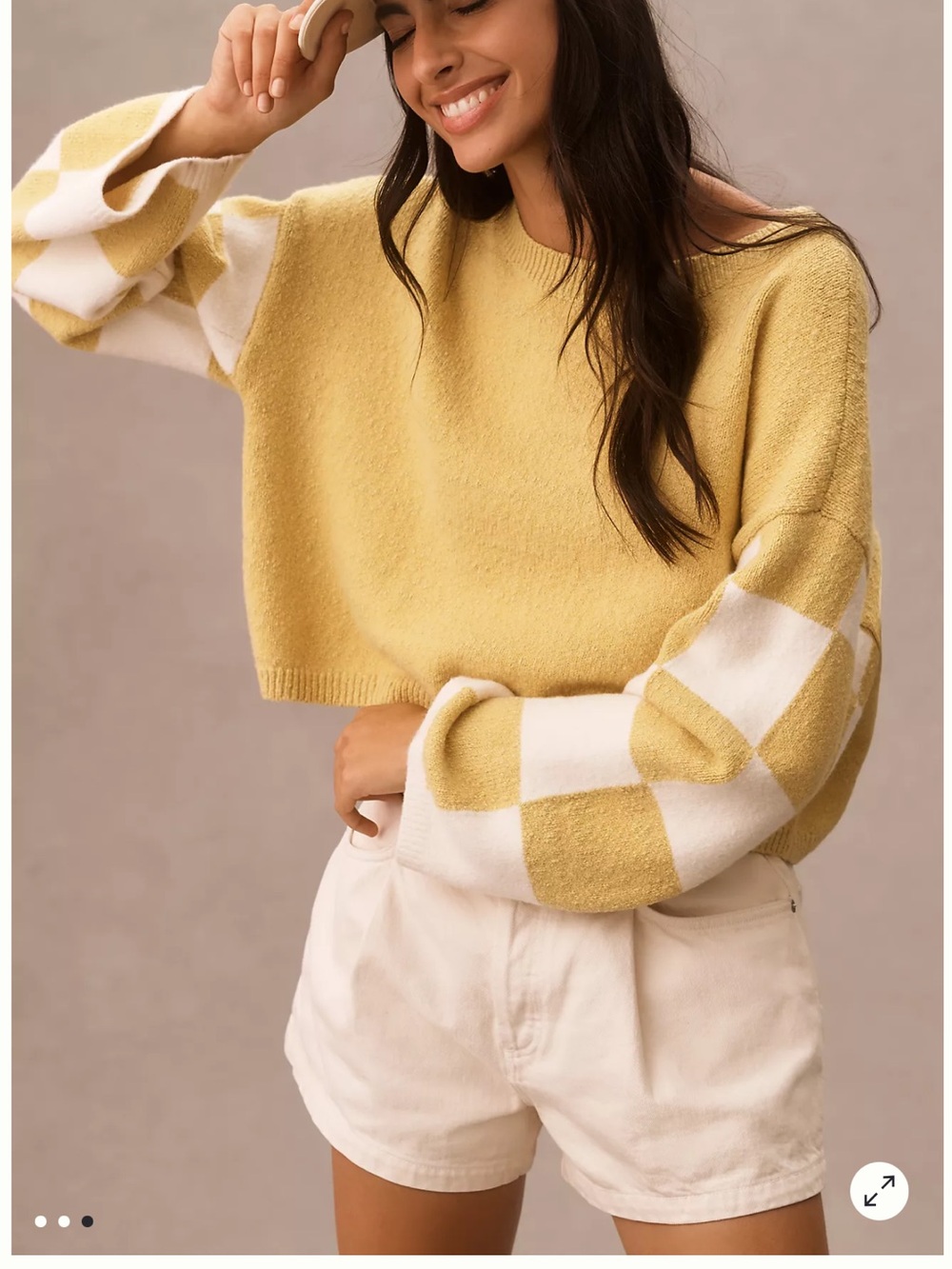 Ashley Brown Durand Late Summer Flowers X Anthropologie Checker Sweater Small